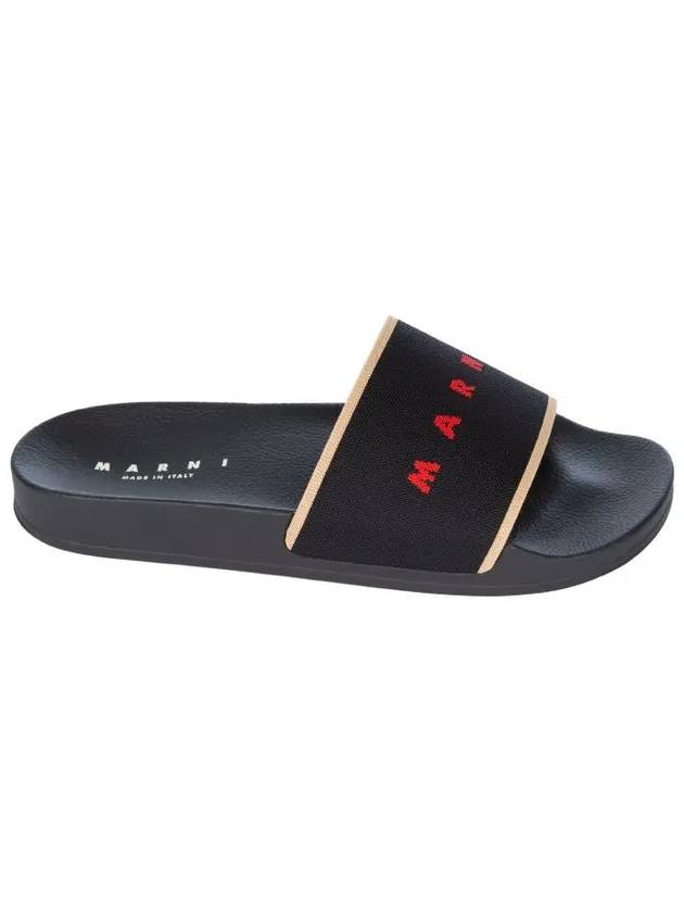 logo jacquard rubber slippers black - MARNI - BALAAN.