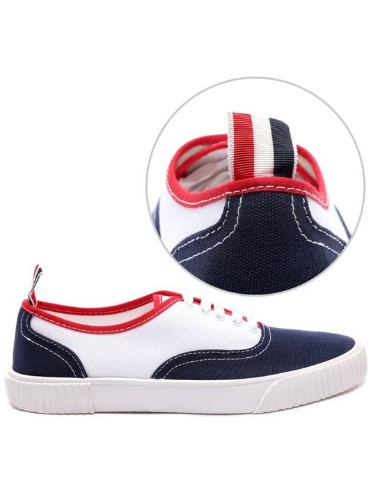 Rubber Sole Heritage Canvas Low Top Sneakers White - THOM BROWNE - BALAAN 2