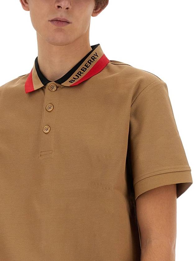 Logo Stripe Short Sleeve Polo Shirt Brown - BURBERRY - BALAAN 5