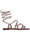 Women's Rockstud Net Lace Up Sandals Brown - VALENTINO - BALAAN 1