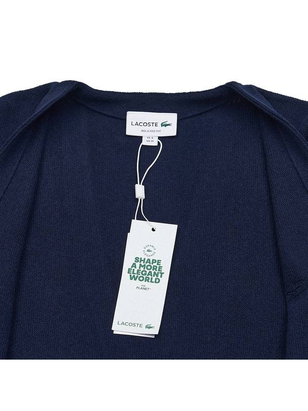 Relaxed Fit Button Wool Cardigan Night Blue - LACOSTE - BALAAN 10