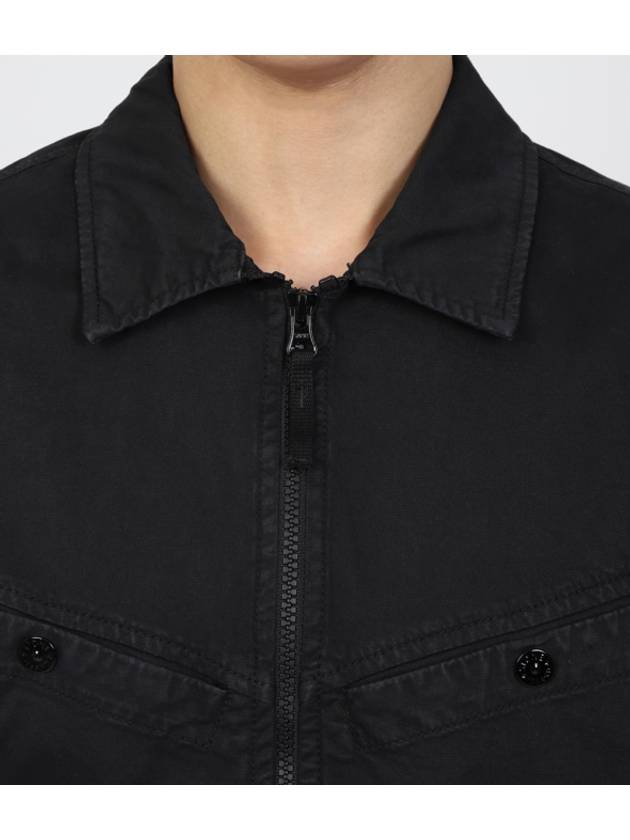 Wappen Patch Overshirt Zip Up Jacket Black - STONE ISLAND - BALAAN 6