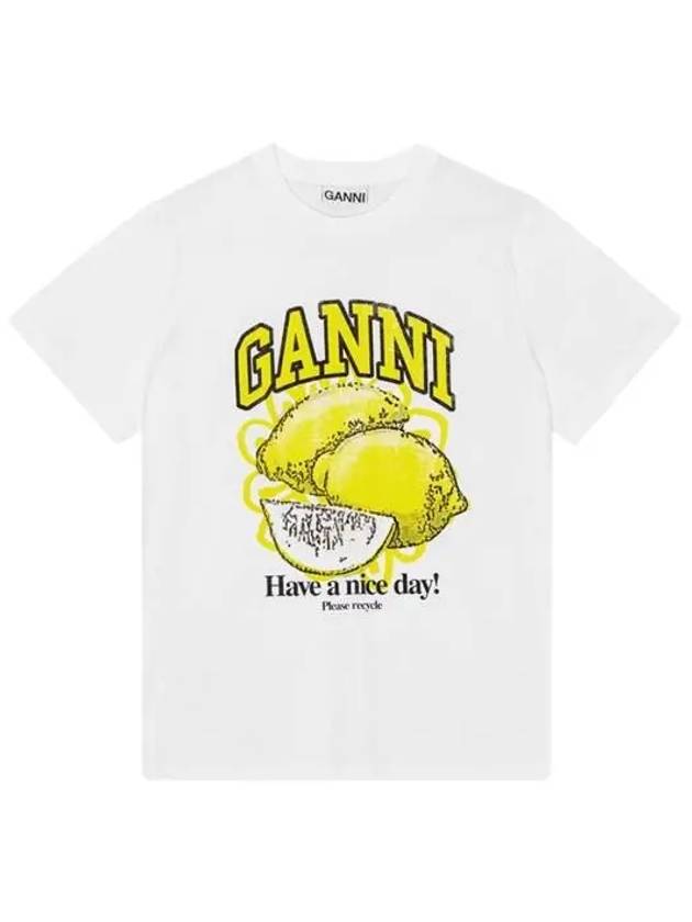 Relaxed Lemon T-Shirt Bright White - GANNI - BALAAN 2