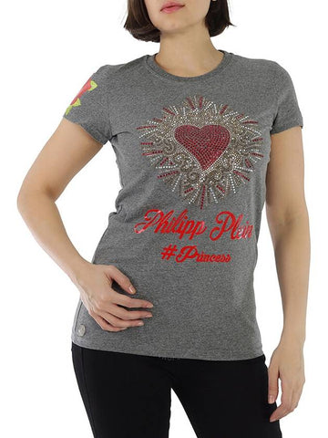 Philipp Plein Ladies Cotton Jersey Crystal Heart T-shirt, Size Small - PHILIPP PLEIN - BALAAN 1