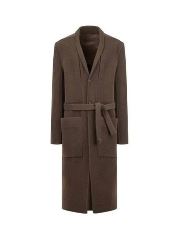 MEN Narrow Lapel Cashmere Belted Coat Brown 270426 - RICK OWENS - BALAAN 1