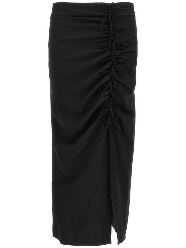 Drapey Midi H-Line Skirt Black - GANNI - BALAAN 2