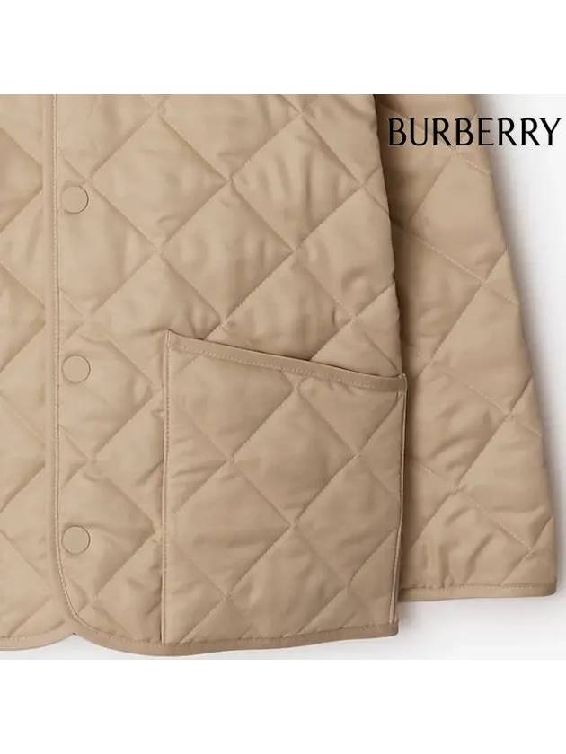 Kids Corduroy Collar Diamond Quilted Jacket Beige - BURBERRY - BALAAN 6