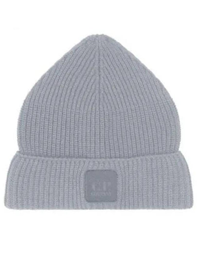 Logo Patch Cotton Ribbed Beanie Grey - CP COMPANY - BALAAN 2