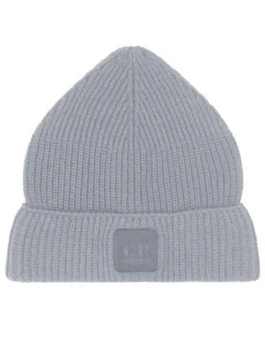 Logo Patch Cotton Ribbed Beanie Grey - CP COMPANY - BALAAN 2