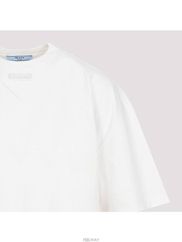 Triangle Logo Short Sleeve T-Shirt White - PRADA - BALAAN 4