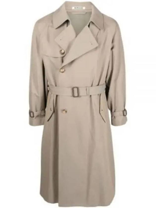 WASH Ashed FINX SILK CHAMBRAY TRENCH COAT A23SC01SB GRAY Washed Fins Silk Chambray Trench Coat - AURALEE - BALAAN 1