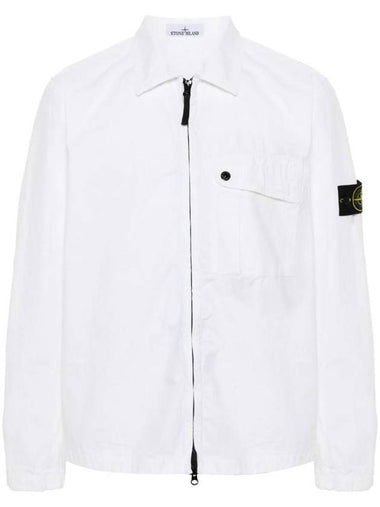 Old Treatment Garment Dyed Overshirt Jacket White - STONE ISLAND - BALAAN 1