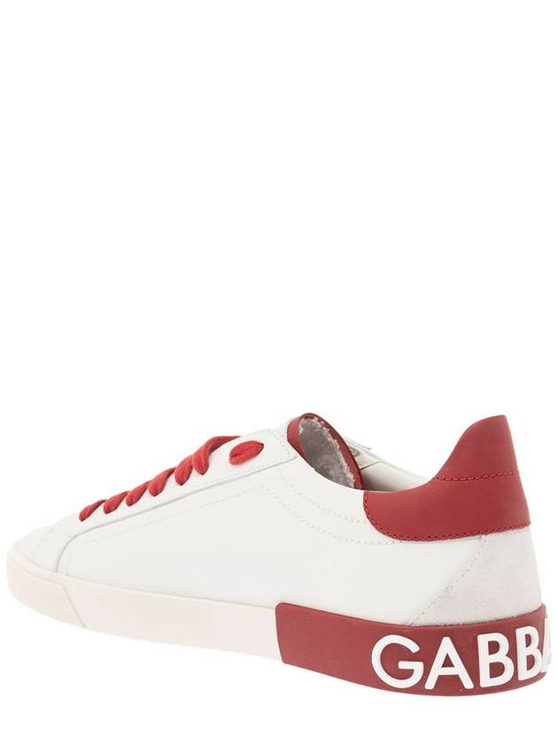 Calfskin Portofino Vintage Sneakers White Red - DOLCE&GABBANA - BALAAN 3