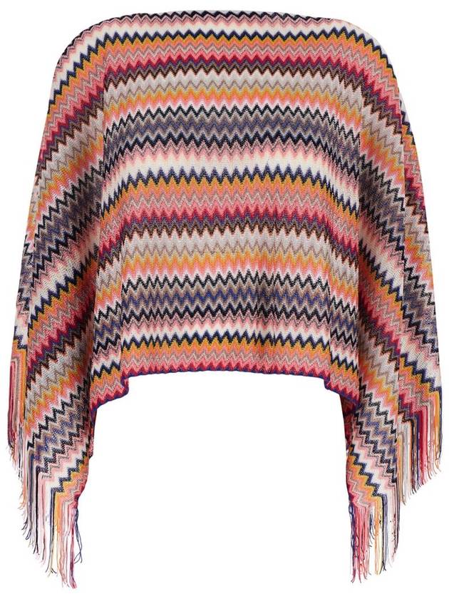 Multicolor Cape With Boat Neckline And All-Over Zig-Zag Motif In Viscose Woman - MISSONI - BALAAN 1