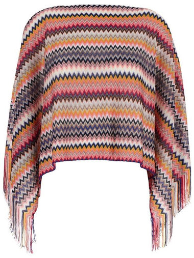 Multicolor Cape With Boat Neckline And All-Over Zig-Zag Motif In Viscose Woman - MISSONI - BALAAN 1