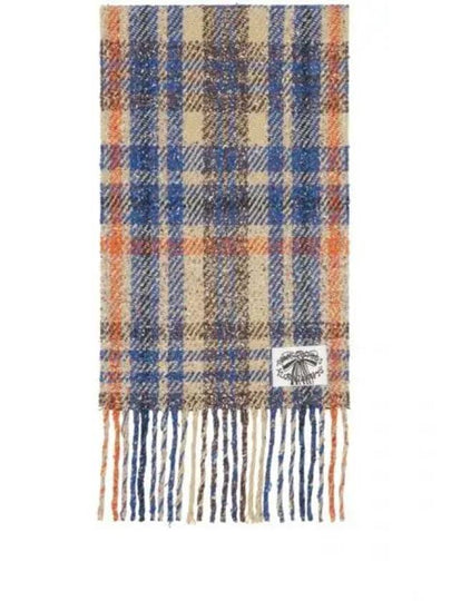 Plaid Fringe Muffler Beige Blue - ACNE STUDIOS - BALAAN 2