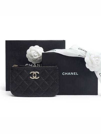 CC Logo Mini Caviar Leather Pouch Bag Black - CHANEL - BALAAN 2