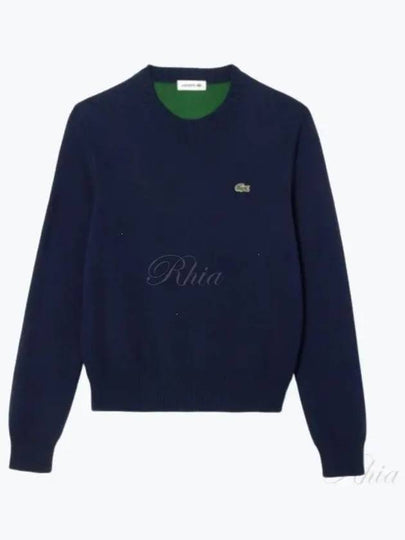 Cotton Crew Neck Knit Top Navy - LACOSTE - BALAAN 2