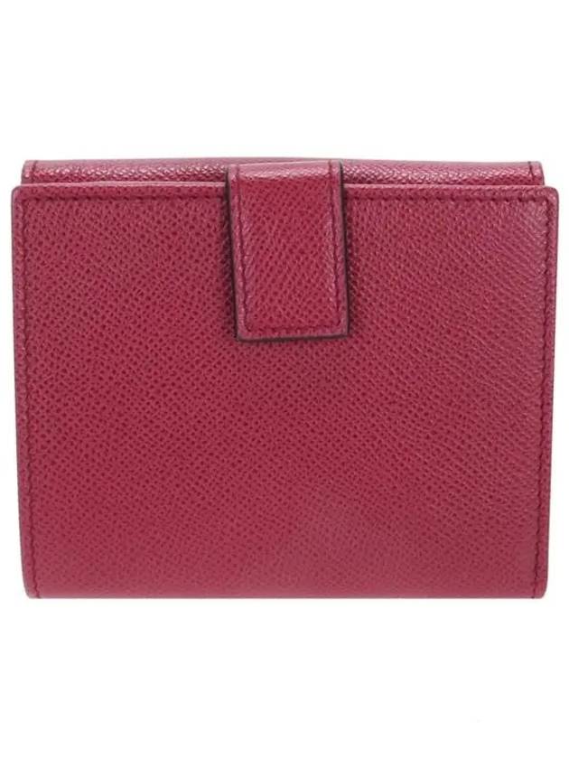 Gancini Leather Half Wallet Melagrana - SALVATORE FERRAGAMO - BALAAN 4