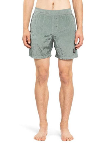 Men's Crinkle Swim Shorts Grey - STONE ISLAND - BALAAN 1