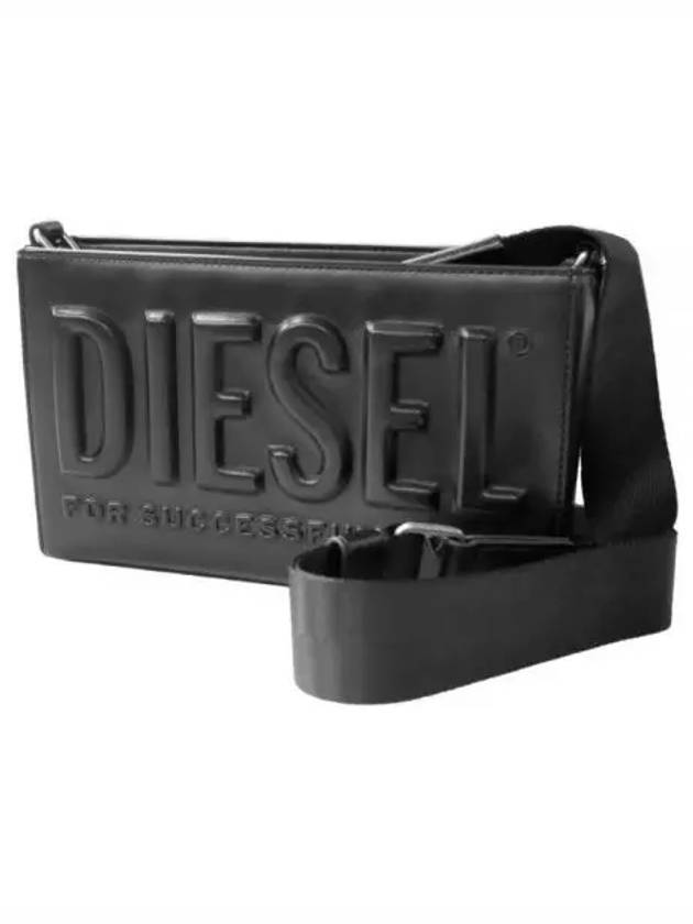 DSL 3D Embossed Logo Shoulder Bag Black - DIESEL - BALAAN 2