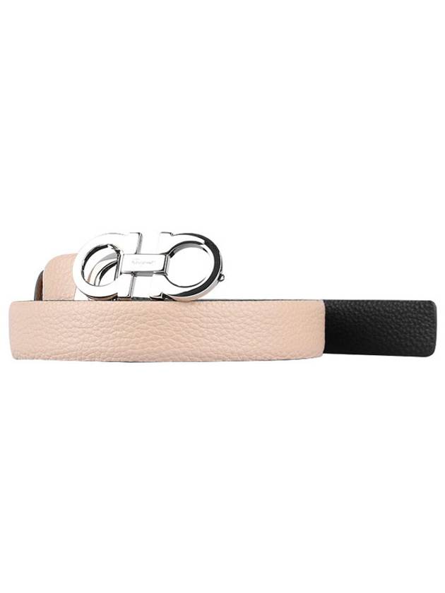 Reversible Gancini Leather Belt Black New Bisque - SALVATORE FERRAGAMO - BALAAN 2