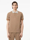 Monogram Motif Contrast Collar Classic Fit Polo Shirt Beige Brown - LACOSTE - BALAAN 2