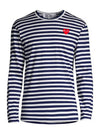 Red Heart Wappen Stripe Long Sleeve T-Shirt Blue P1 T0101 - COMME DES GARCONS - BALAAN 6