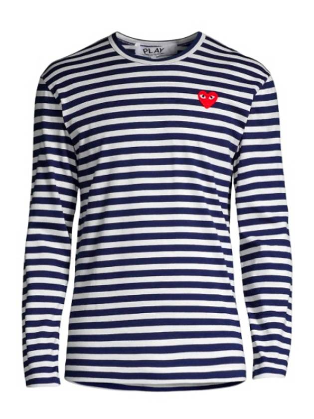 Red Heart Wappen Stripe Long Sleeve T-Shirt Blue P1 T0101 - COMME DES GARCONS - BALAAN 6