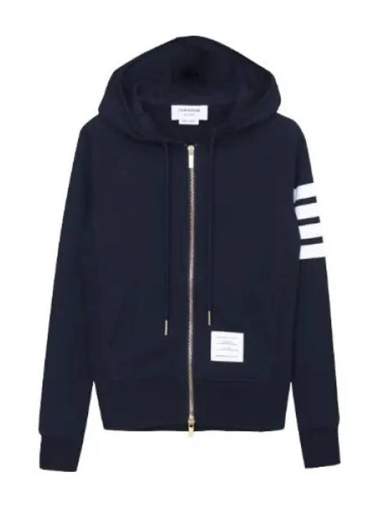 Diagonal Stripe RWB Tab Loopback Jersey Hooded Zip up Women - THOM BROWNE - BALAAN 1