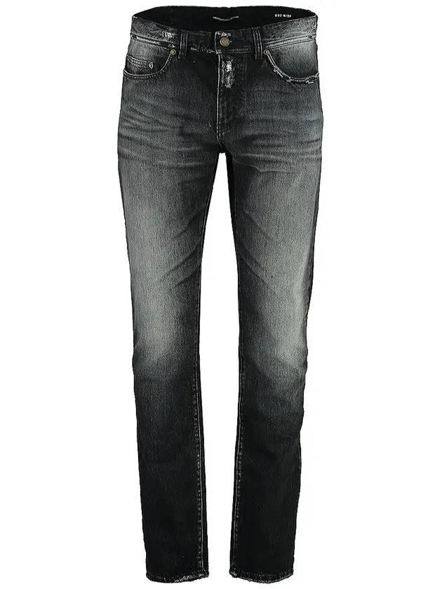 Men's Washed Slim Jeans Black - SAINT LAURENT - BALAAN 1