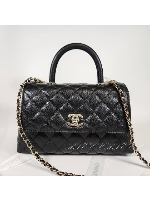 Coco Handle Caviar Gold Small Tote Bag Black - CHANEL - BALAAN 2