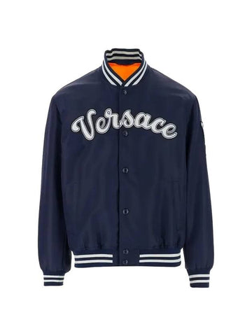 Varsity Nylon Bomber Jacket Navy - VERSACE - BALAAN 1