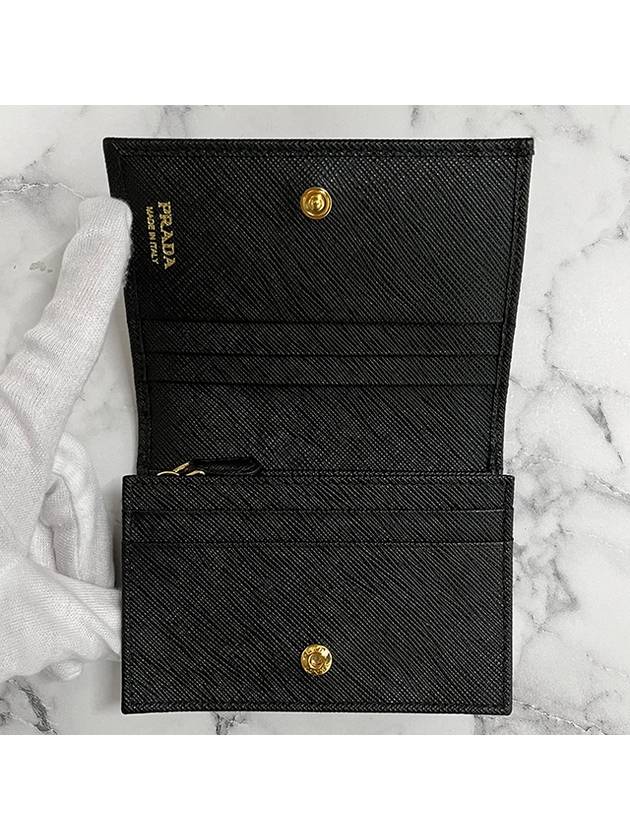 Small Saffiano Leather Half Wallet Black - PRADA - BALAAN 10