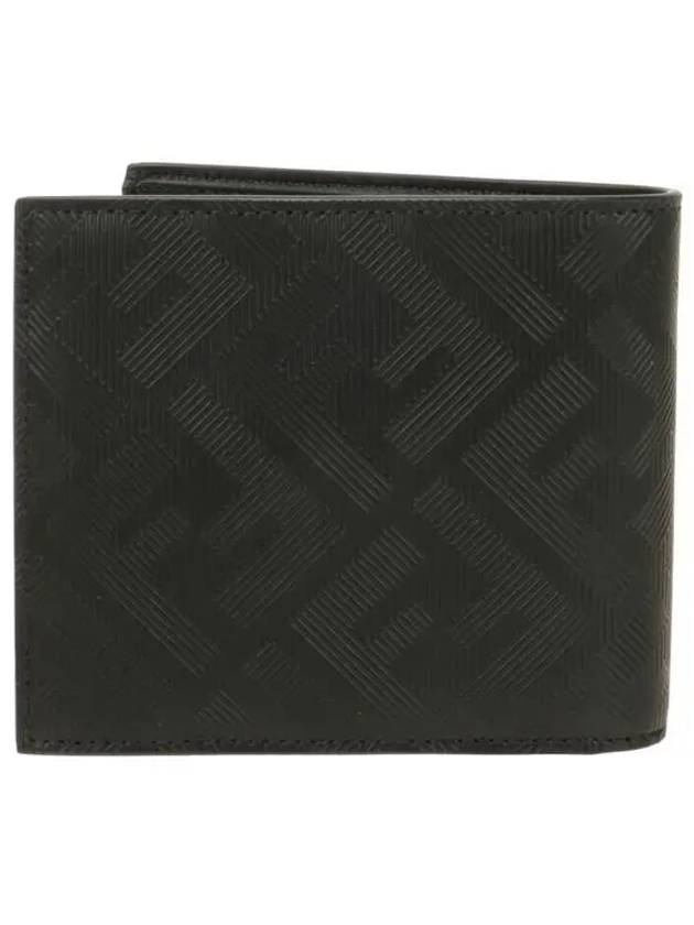 Shadow Diagonal Leather Half Wallet Black - FENDI - BALAAN 4