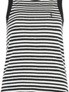 Embroidered Logo Striped Cotton Sleeveless White Black - SAINT LAURENT - BALAAN 2