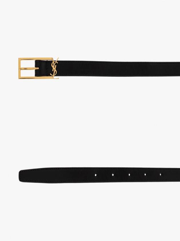 Logo Leather Belt Black - SAINT LAURENT - BALAAN 4