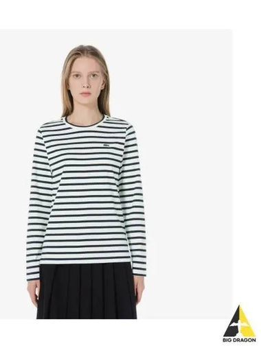 Women s Striped Long Sleeve T Shirt Dark Navy - LACOSTE - BALAAN 1