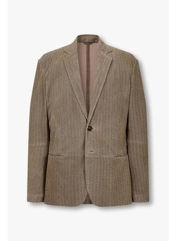 Men s zigzag pattern leather single jacket beige - GIORGIO ARMANI - BALAAN 1