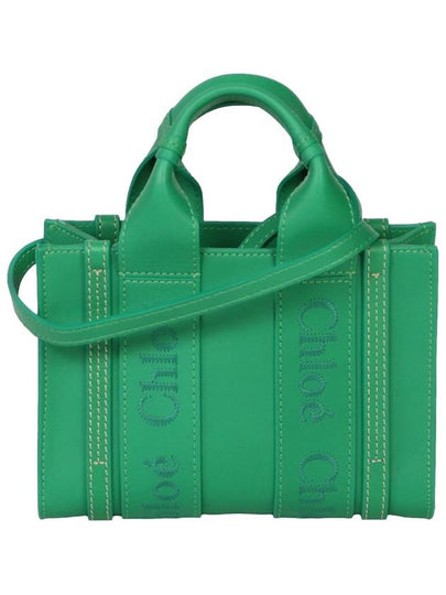 Woody Logo Calf Leather Mini Tote Bag Green - CHLOE - BALAAN 2