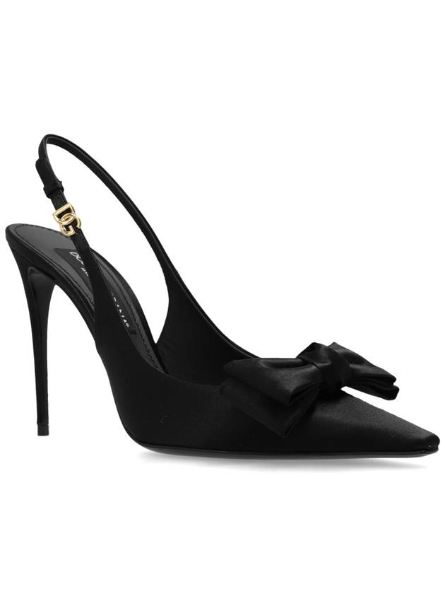 Bow Detail Satin Slingback Heel Black - DOLCE&GABBANA - BALAAN 5