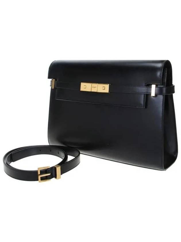 Manhattan Leather Shoulder Bag Black - SAINT LAURENT - BALAAN 3