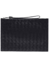 Intrecciato Strap Large Clutch Bag Black - BOTTEGA VENETA - BALAAN 3