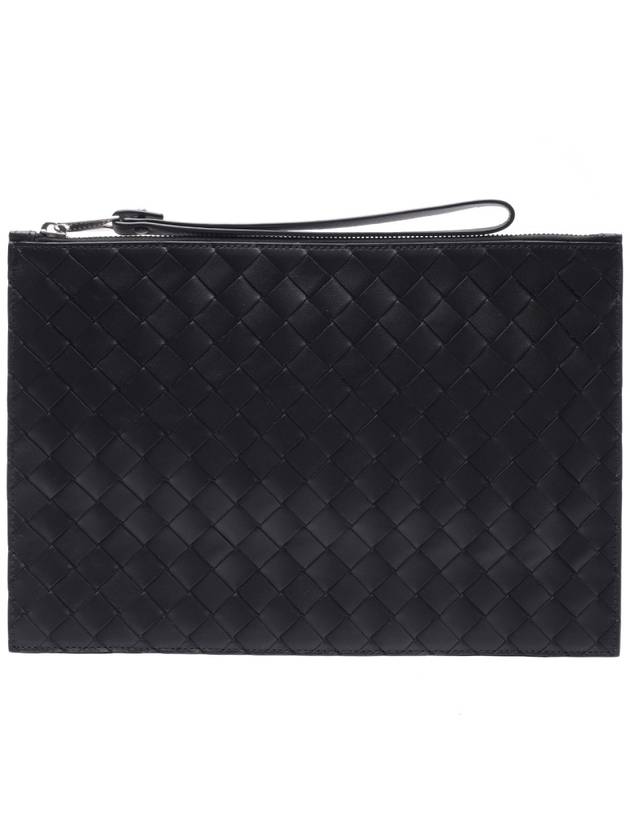 Intrecciato Strap Large Clutch Bag Black - BOTTEGA VENETA - BALAAN 2