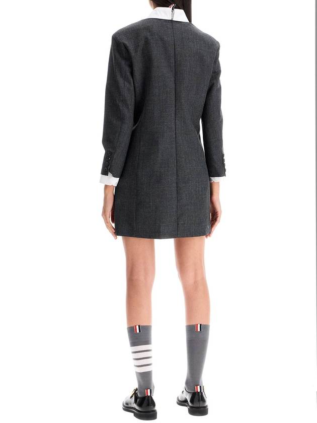 Virgin wool shift short dress gray - THOM BROWNE - BALAAN 4