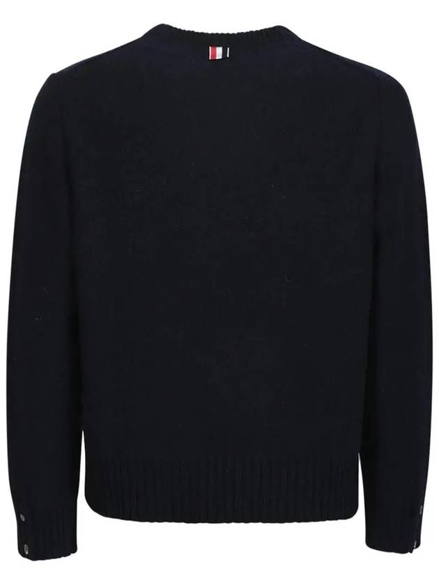 Donegal 4-Bar Striped Crew Neck Wool Knit Top Navy - THOM BROWNE - BALAAN 3