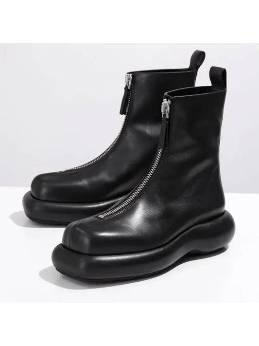 Square Toe Calf Leather Ankle Boots Black - JIL SANDER - BALAAN 2