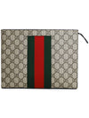 Gucci 475316 GG Supreme Canvas Web Clutch - GUCCI - BALAAN 1