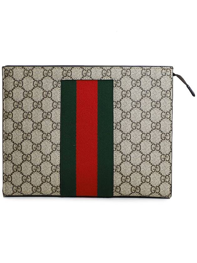 Gucci 475316 GG Supreme Canvas Web Clutch - GUCCI - BALAAN 1