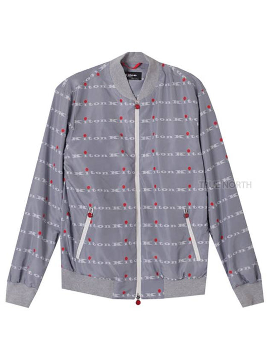 Logo Pattern Bomber Jacket Grey - KITON - BALAAN 2